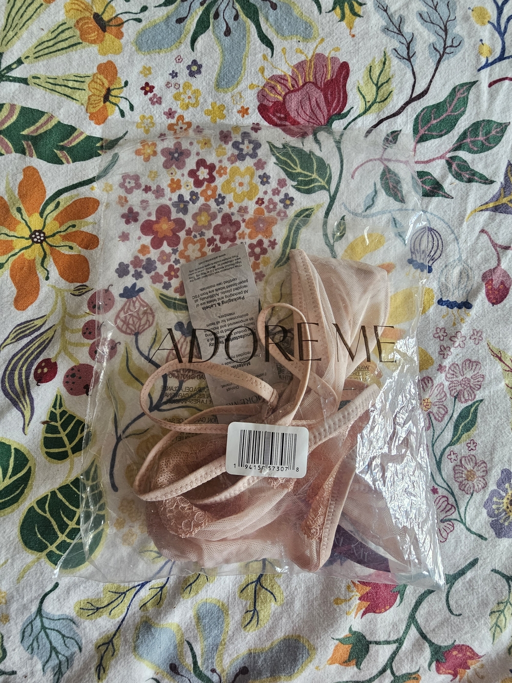 Adore Me Blush Sheer Lace Thong